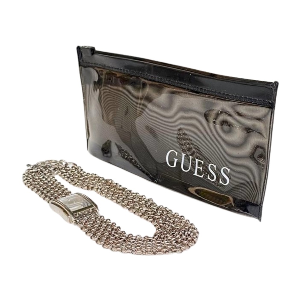 Guess- long chained wrap-around silver watch braclete